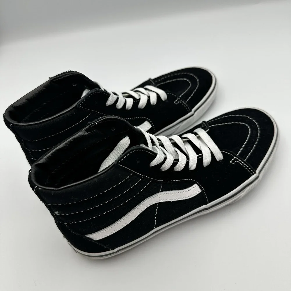 Vans Classic Sk8-Hi Black White High Top Shoes Suede Canvas US Youth 6.0